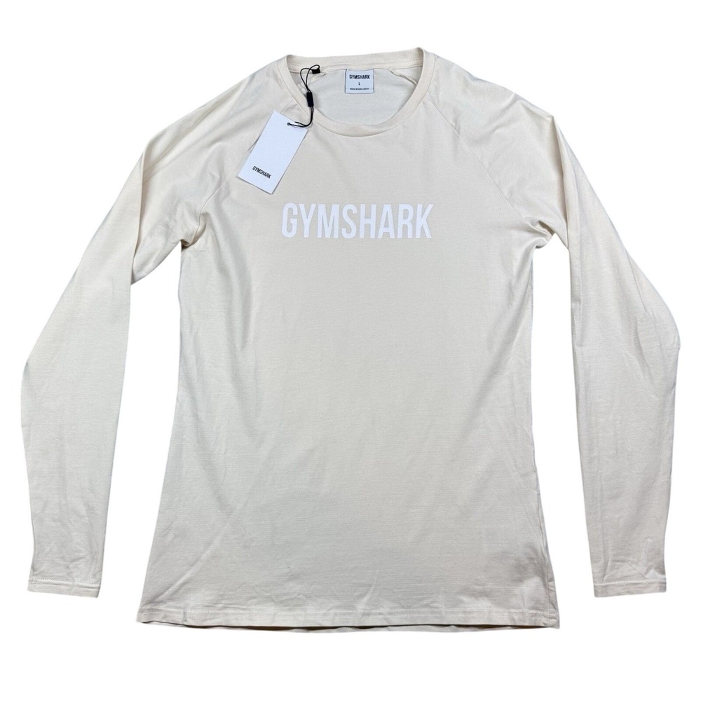 Gymshark Shirt Women L Black Long Sleeve Crew Neck Spell Out Pullover Apollo